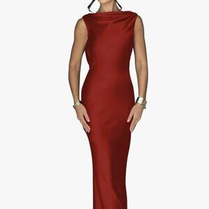 Elegant Red Sleeveless Maxi Dress – Wedding / Cocktail / Formal, Size M